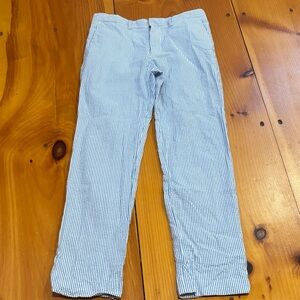 CREWCUTS 8 Bright Grotto Seersucker Thompson Dress Pants Adj Waistband